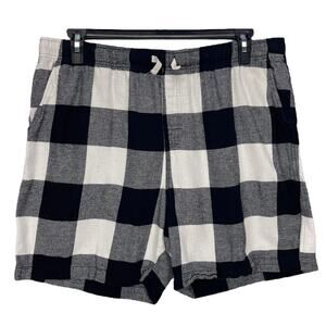 OLD NAVY Men's BUFFALO PLAID SHORTS Black White DRAWSTRING Size XL